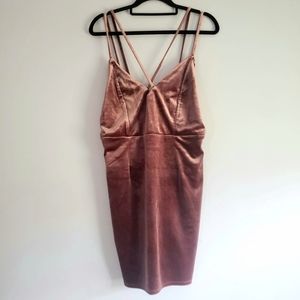 FOREVER 21 strappy mauve velvet mini bodycon dress